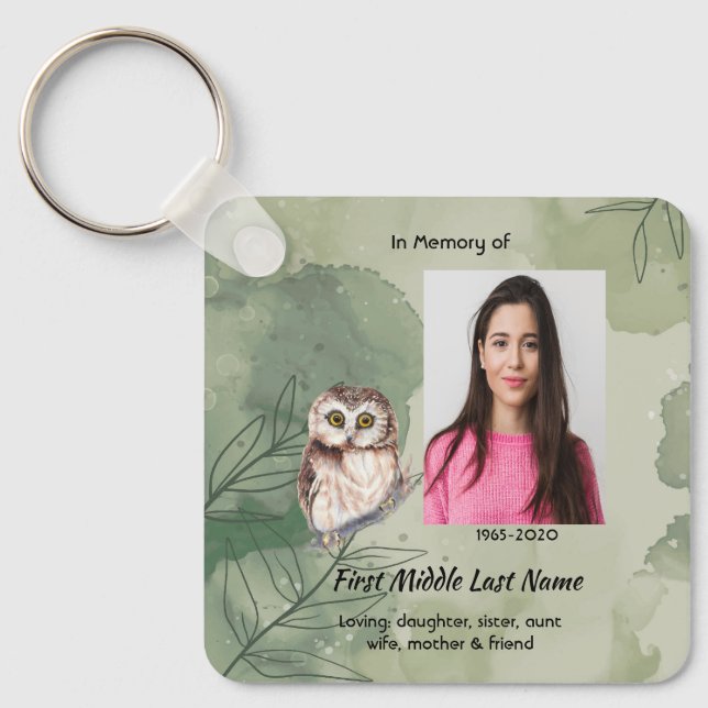 Porte-clés Memorial Keepsake Cute Owl Bird (Recto)