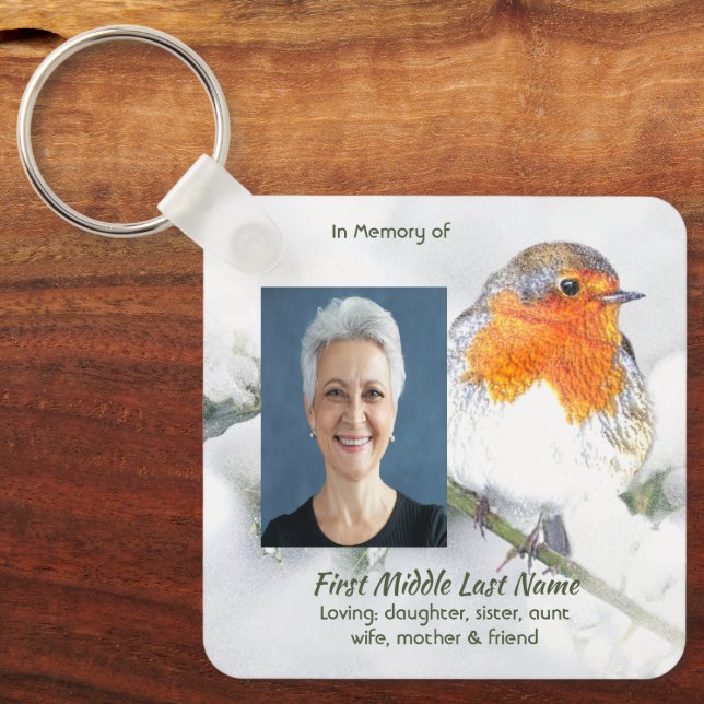 Porte-clés Memorial Keepsake English Robin Bird (Recto)