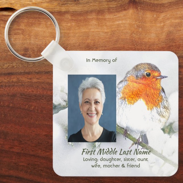 Porte-clés Memorial Keepsake English Robin Bird (Recto)