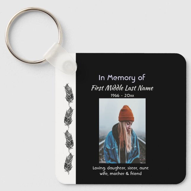 Porte-clés Memorial Keepsake Feather Tribal Boho  (Recto)