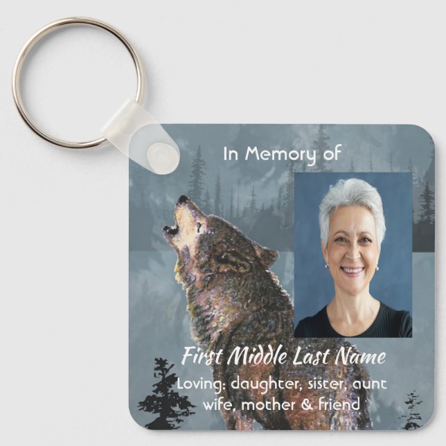 Porte-clés Memorial Keepsake Howling Wolf Art (Recto)