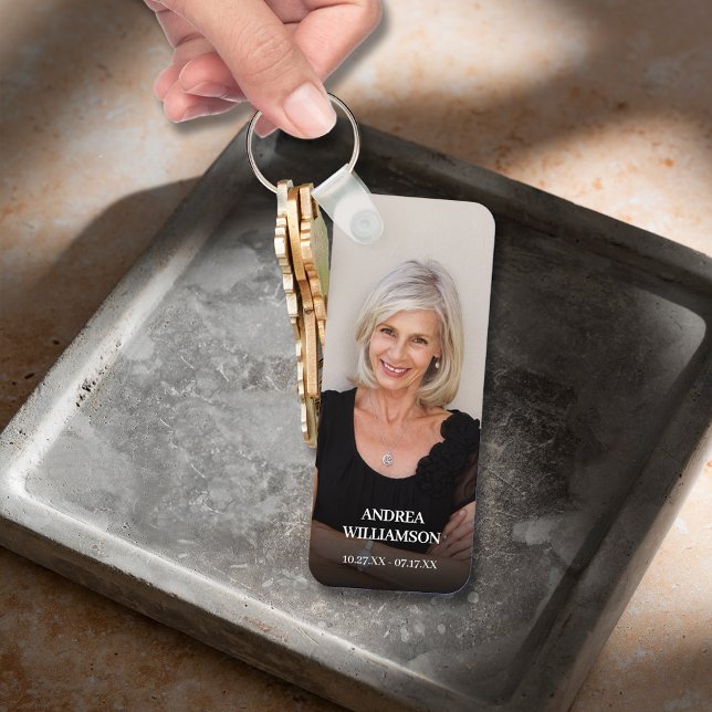 Porte-clés Mémorial photo de script moderne en mémoire d'amou (In Loving Memory photo double-sided keepsake aluminum keychain)