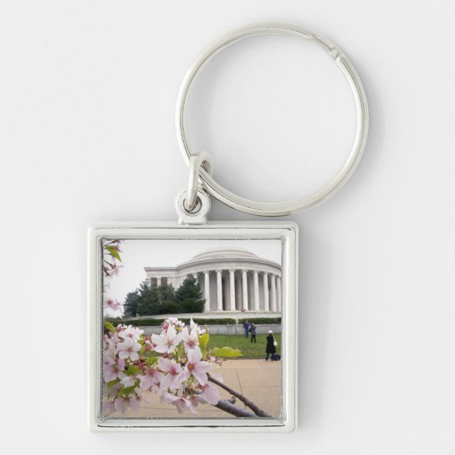 Porte-clés Mémorial Thomas Jefferson avec cerisiers en fleurs (Devant)