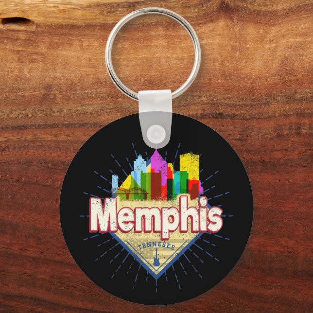 Porte-clés Memphis Tennessee United States Retro Skyline (Recto)