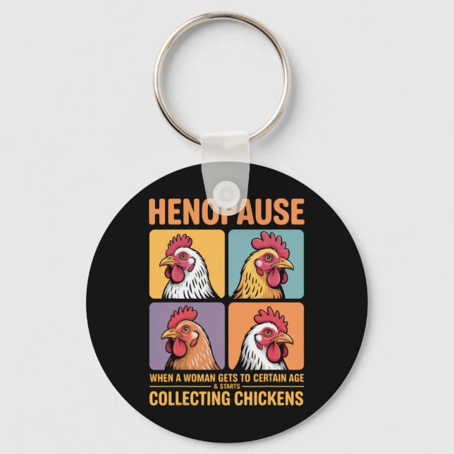 Porte-clés Ménopause Femmes Collectionneuses de Poules Humour (Recto)