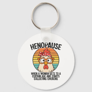 Porte-clés Ménopause Humour Poule Drôle Rétro Coucher de Sole