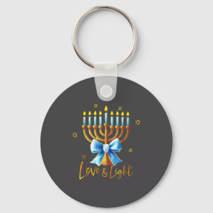 Porte-clés Menorah d'amour Lumière de Chanukah Hanukkah Bleue