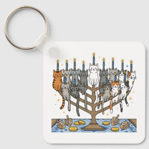 Porte-clés Menorah de chats drôles de Hanukkah Meowzel