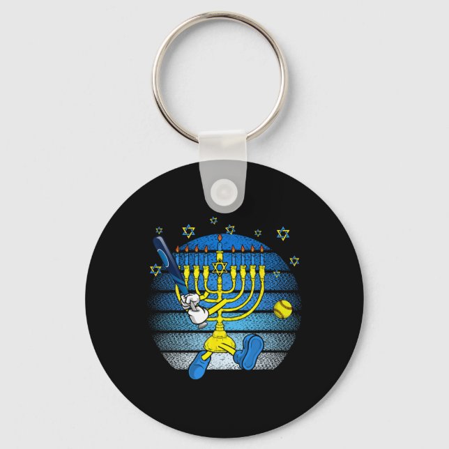Porte-clés Menorah Rétro Jouant Softll Joyeux Hanukkah Pjs Bo (Recto)