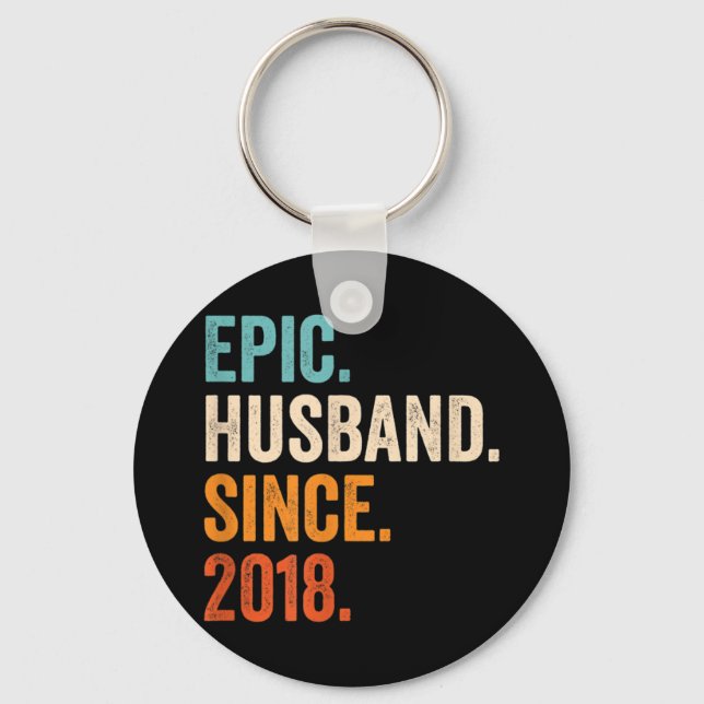 Porte-clés Mens Epic Husband Since 2018 wedding anniversary (Recto)