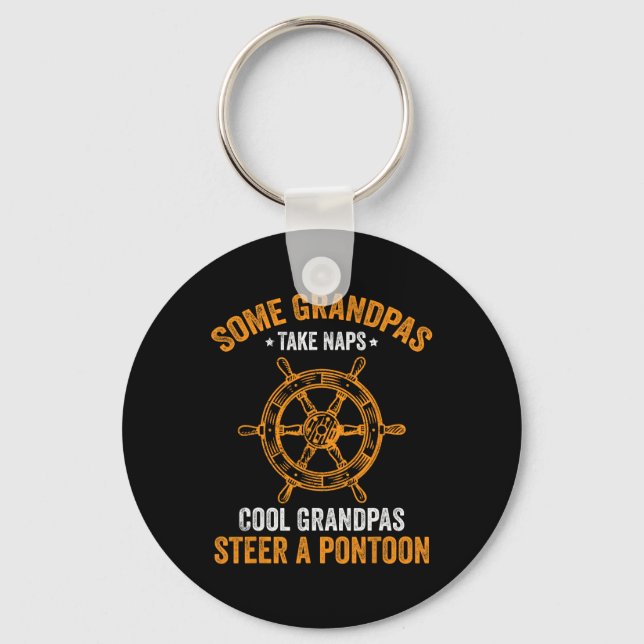 Porte-clés Mens Funny Pontoon Bateau Cool Grandpas Steer A Po (Recto)