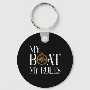 Porte-clés Mens My Boat My Rules Bateau's Wheel Capitaine Nau
