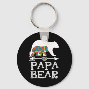 Porte-clés Mens Papa Ours Autisme Hommes Père Papa Autisme Aw
