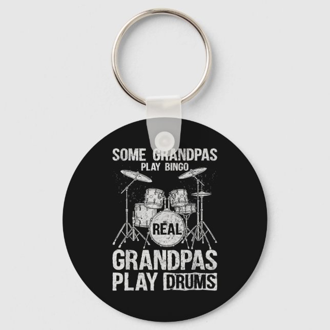 Porte-clés Mens Real Grandpa Play Drums Percussionist Drummer (Recto)