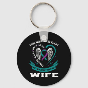Porte-clés Mens Turquoise Purple Ribbon Ailes de sensibilisat
