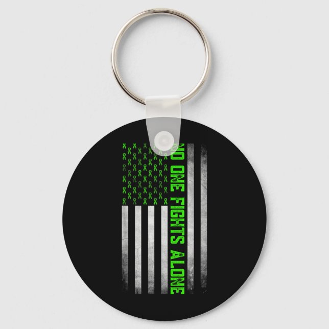 Porte-clés Mental Health Awareness Green Ribbon American Flag (Recto)