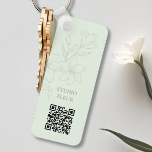Porte-clés Menthe   Porte - clé QR floral minimal chic