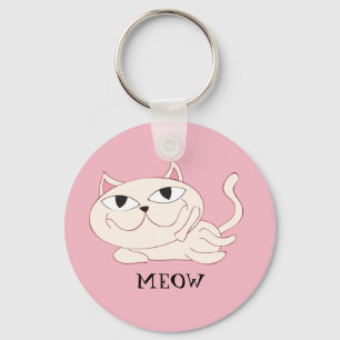 Porte-clés MEOW : Chillin de chat rose