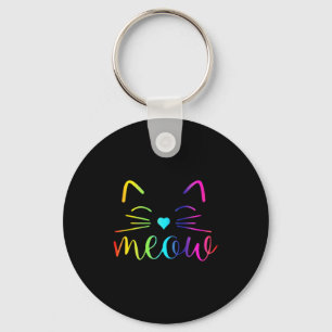 Porte-clés Meow Cute Chat Face Drôle Citation Pour Moi Fans D
