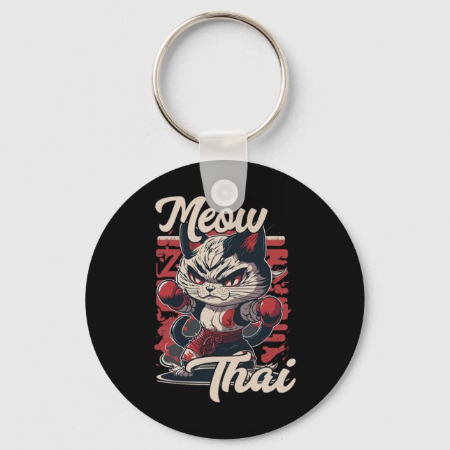 Porte-clés Meow Thai Fighter Chat Muay Thai Boxe Chat Pour Ho (Recto)