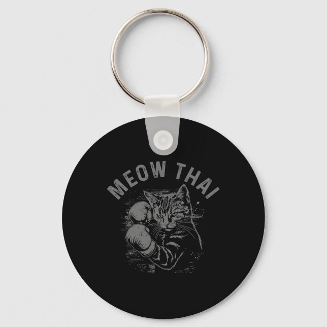 Porte-clés Meow Thai Funny Muay Thai Boxe Chat Arts Martiaux (Recto)