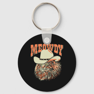 Porte-clés Meowdy ! Funny Country Music Chat Cowboy Casquette