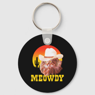 Porte-clés Meowdy ! Funny Country Music Chat Cowboy Casquette