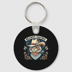 Porte-clés Meowdy Partenaire Chat Cowboy Casquette Howdy Funn