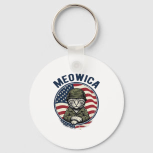 Porte-clés Meowica Chat Patriotique Chemise Gravure Vintage D