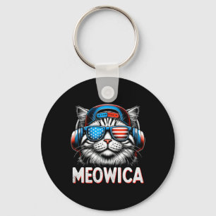 Porte-clés Meowica patriotique 4 juillet Chat Drapeau América