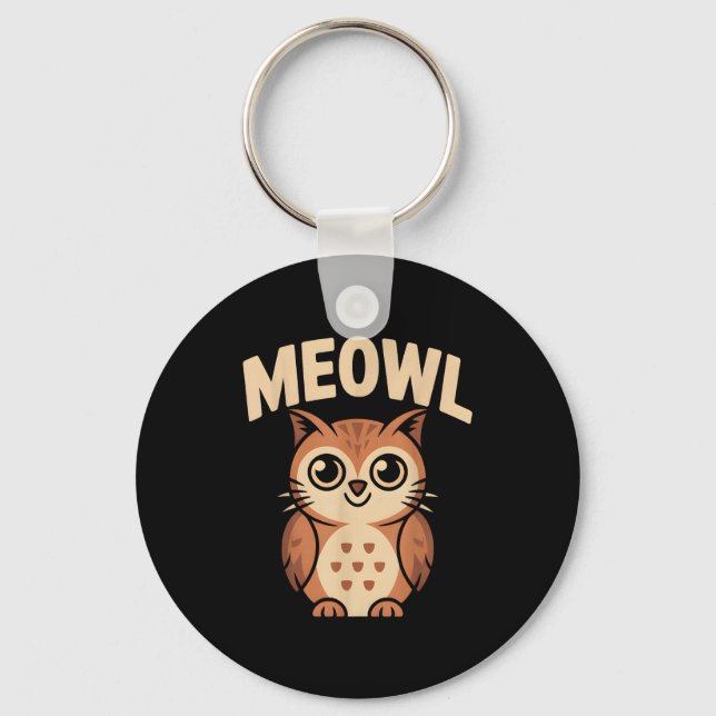 Porte-clés Meowl Cat Owl Hybrid Funny Meme Brain Rot Gen Alph (Recto)