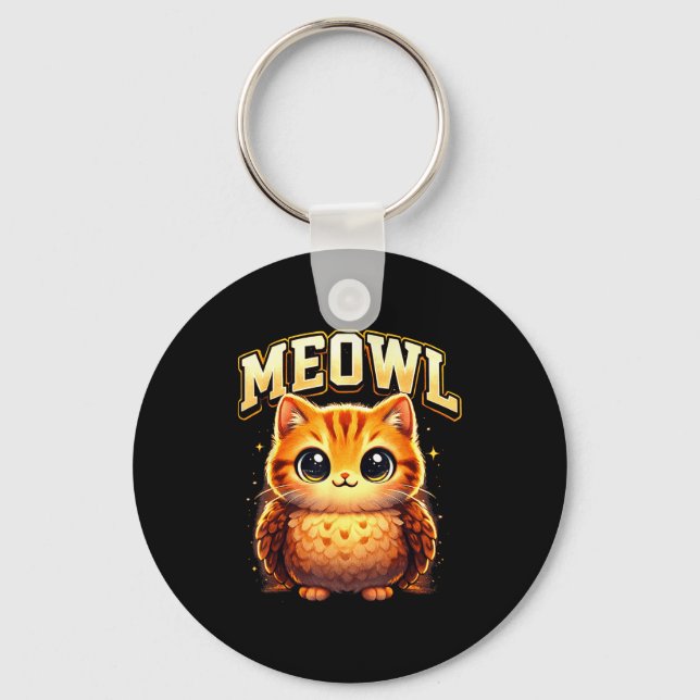 Porte-clés Meowl Funny Meow Cat Owl Brainrot Meme Teen Kids  (Recto)