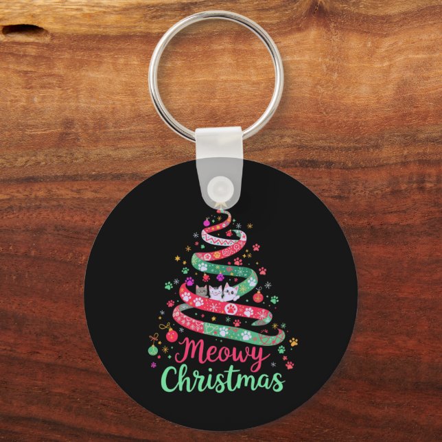 Porte-clés Meowny Christmas mignonne et drôle Conception de v (Recto)