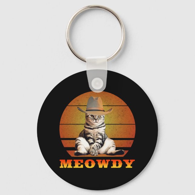 Porte-clés Meowny Funny Cowboy Chat (Recto)