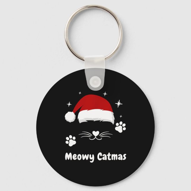 Porte-clés Meowy Catmas Cute Kitten Cats Santa Hat Christmas  (Recto)