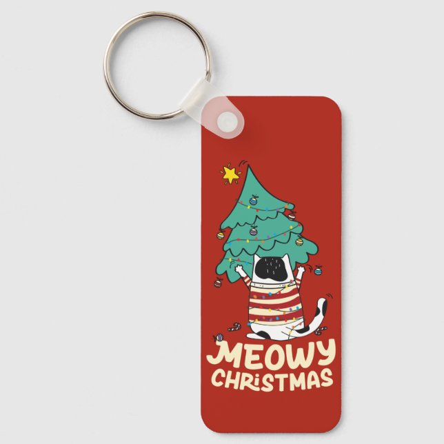 Porte-clés Meowy Christmas Funny Amoureux des chats (Recto)