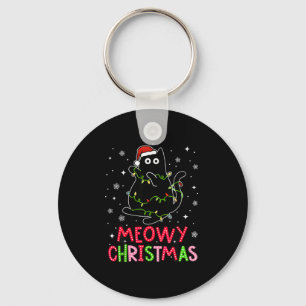Porte-clés Meowy Noël Xmas Lumières Pyjama Chat Noir Fami