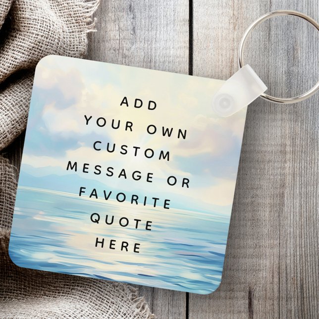Porte-clés Mer calme océan lever de soleil message personnali (Calm seas ocean sunrise painting custom message keychain)