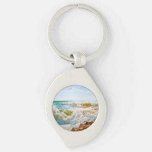 Porte-clés Mer ensoleillée avec vagues déferlantes