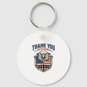 Porte-clés Merci aux vétérans Chemise Bouclier Patriotique Ai