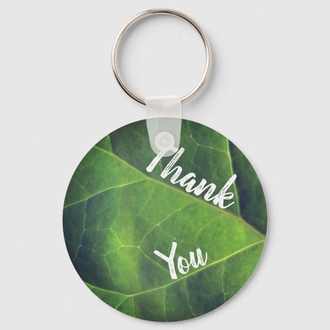 Porte-clés Merci Bright Green Leaf Photo Appréciation (Recto)