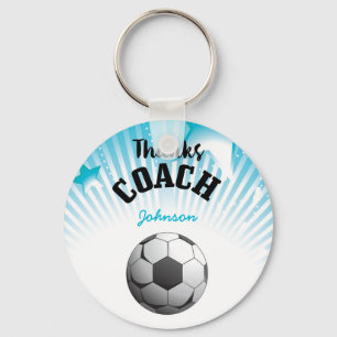 Porte-clés Merci Coach Football Aqua Blue Stars Ball
