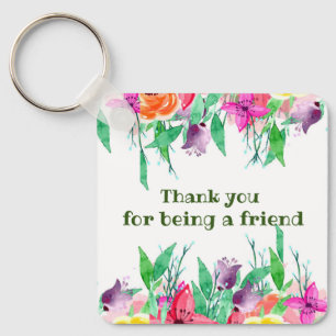 Porte-clés Merci d'être mon ami design floral