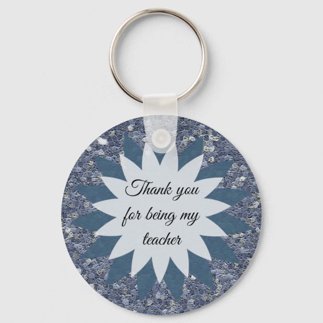 Porte-clés Merci d'être Mon professeur Mosaic Blue Carrelage (Recto)