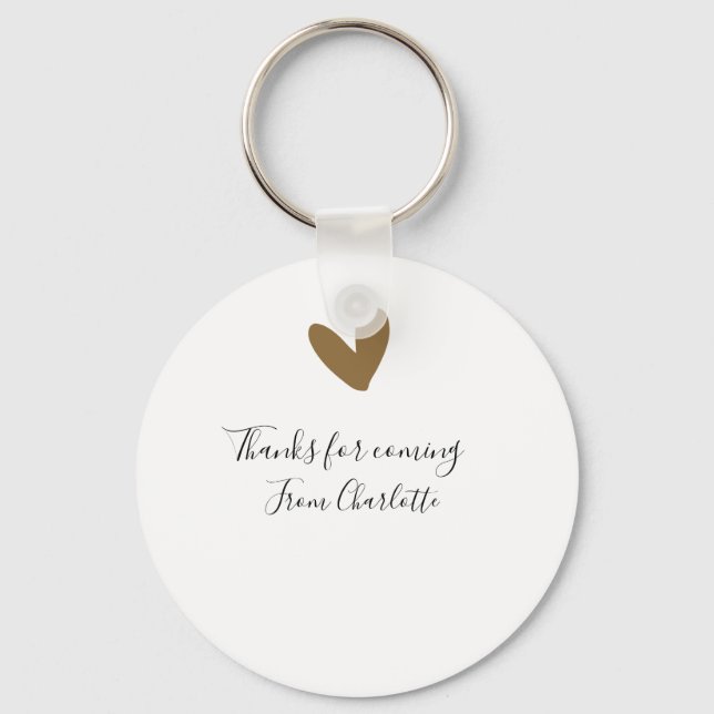 Porte-clés merci d'être venu nom du message texte cœur d'or (Recto)