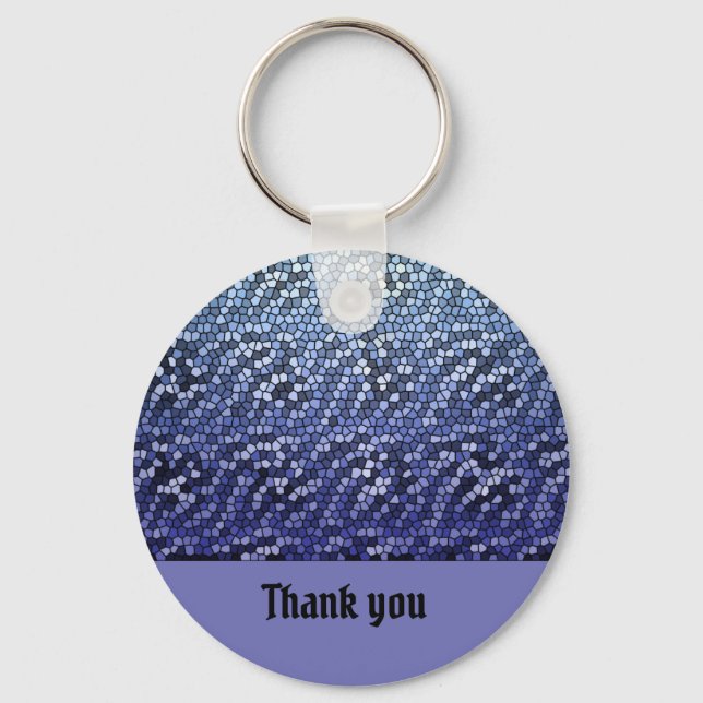 Porte-clés Merci Elégante Mosaïque Bleue Clair (Recto)