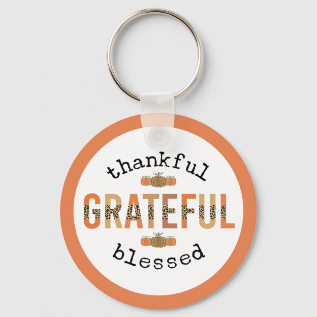 Porte-clés Merci Grateful Blessé mignon automne Thanksgiving (Recto)