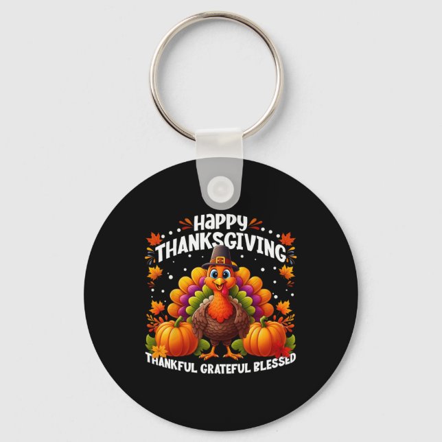 Porte-clés Merci Grateful Bon thanksgiving Turke (Recto)