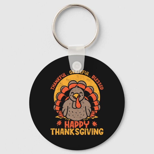 Porte-clés Merci Grateful Bon thanksgiving Turke (Recto)
