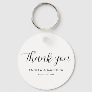 Porte-clés Merci Mariage moderne à lettres manuscrites